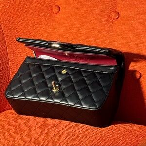 Black bag flap classic crossbody gold hardware medium